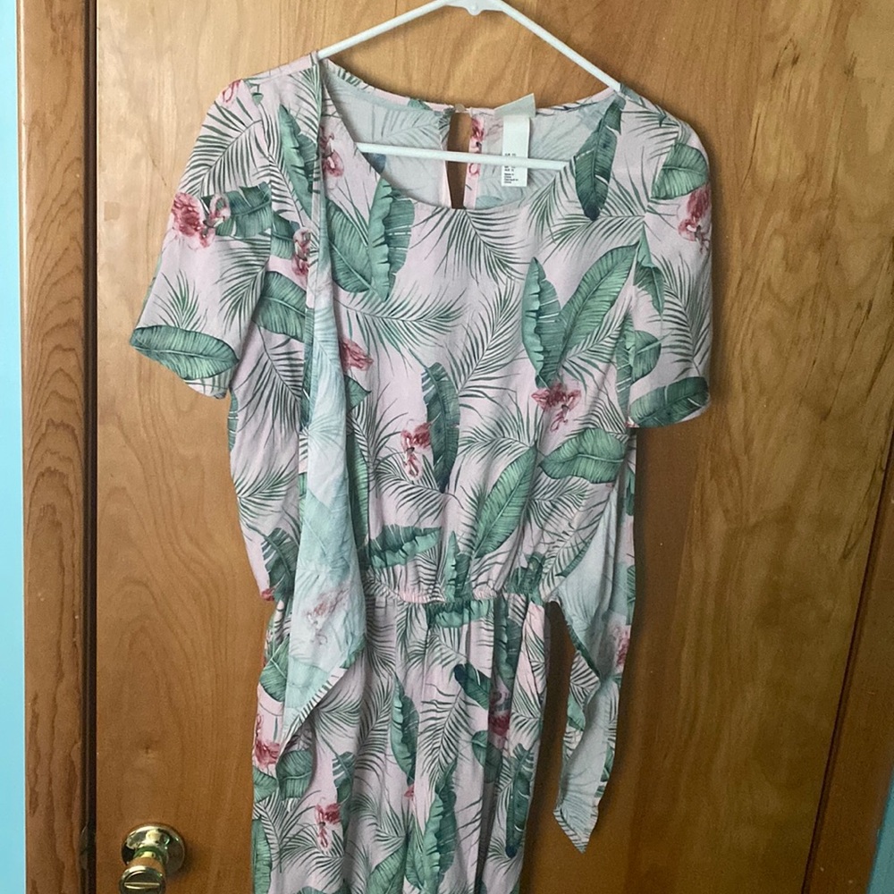 Palm Leaf and Pink Romper